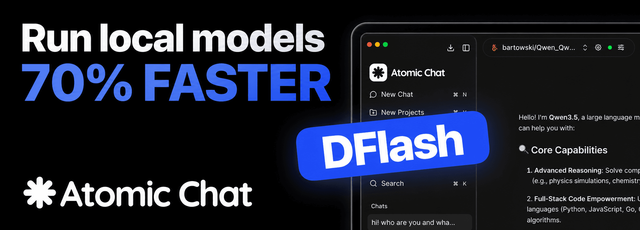 Atomic Chat DFlash campaign banner